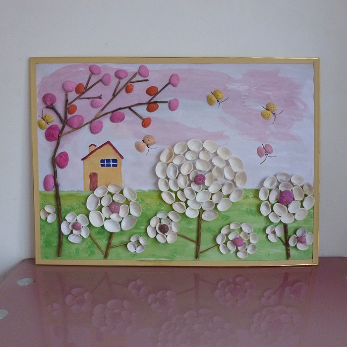 贝壳粘贴画手工作品步骤_小贝壳粘贴画_贝壳的手工粘贴画制作过程